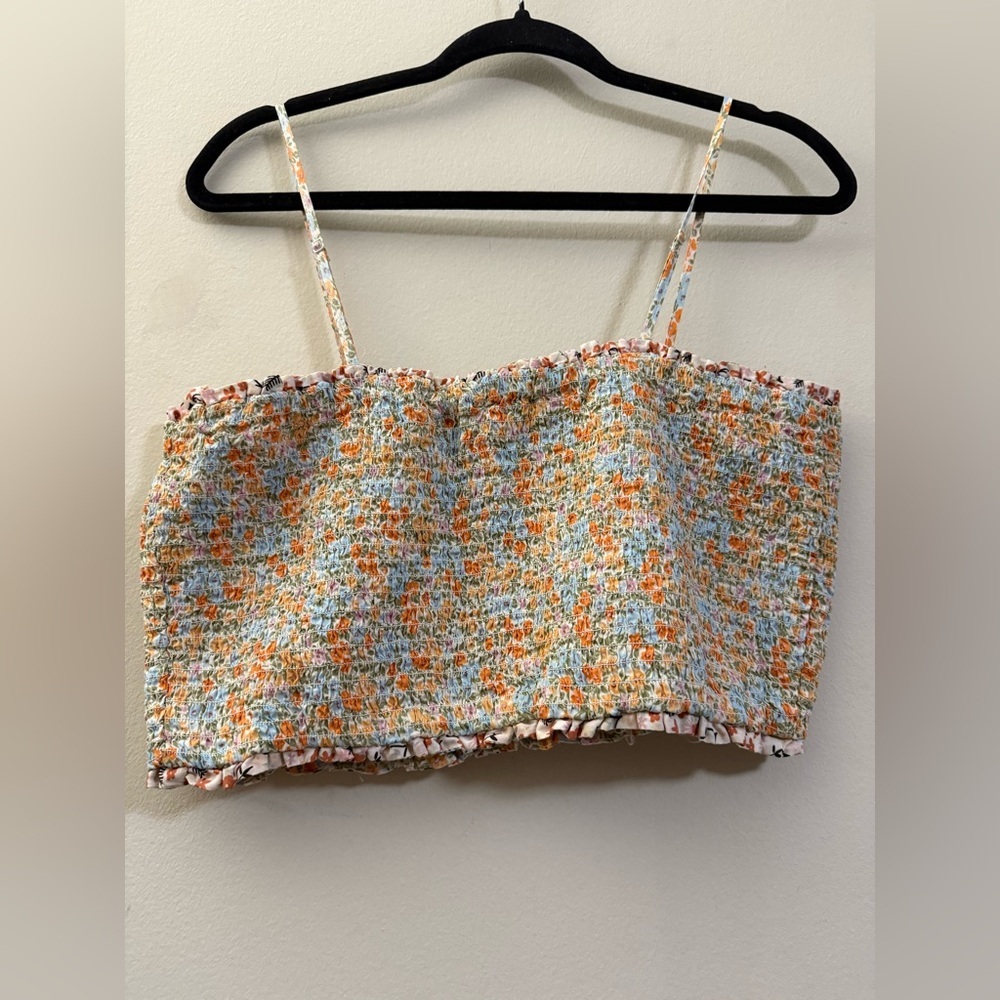 NWT American Eagle Outfitters Floral Smocked‎ Crop Top - XL - Picture 5 of 8